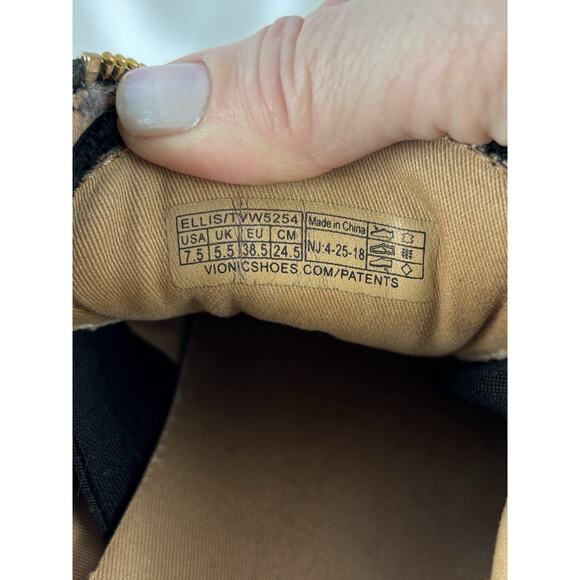 Vionic Splendid Ellis Sneakers Black Leather 7.5 Zip Up Orthotic Arch Support - Picture 8 of 9